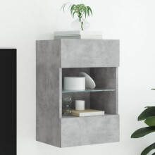 Berkfield TV Wall Cabinet with LED Lights Concrete Grey 40x30x60.5 cm