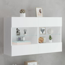 Berkfield TV Wall Cabinet with LED Lights White 98.5x30x60.5 cm