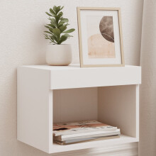 Berkfield Bedside Cabinets with LED Lights Wall-mounted 2 pcs White