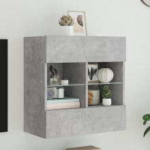 Berkfield TV Wall Cabinet with LED Lights Concrete Grey 58.5x30x60.5 cm