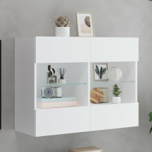Berkfield TV Wall Cabinet with LED Lights White 78.5x30x60.5 cm