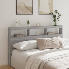 Berkfield Headboard Cabinet with LED Grey Sonoma 180x17x102 cm