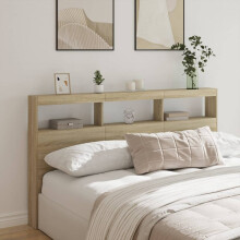 Berkfield Headboard Cabinet with LED Sonoma Oak 180x17x102 cm