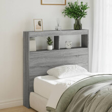 Berkfield Headboard Cabinet with LED Grey Sonoma 100x17x102 cm