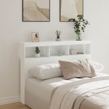 Berkfield Headboard Cabinet with LED White 140x17x102 cm