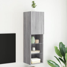 Berkfield TV Cabinet with LED Lights Grey Sonoma 30.5x30x102 cm