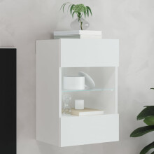 Berkfield TV Wall Cabinet with LED Lights White 40x30x60.5 cm