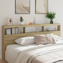 Berkfield Headboard Cabinet with LED Sonoma Oak 220x17x102 cm