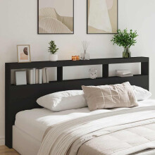 Berkfield Headboard Cabinet with LED Black 220x17x102 cm