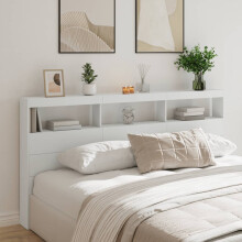 Berkfield Headboard Cabinet with LED White 200x17x102 cm