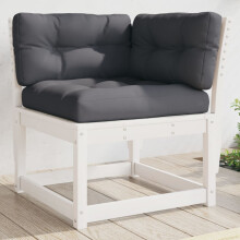 Berkfield Garden Sofa Corner with Cushions White 73x73x78 cm Solid Wood Pine