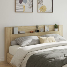 Berkfield Headboard Cabinet with LED Sonoma Oak 220x16.5x103.5 cm