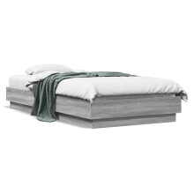 Berkfield Bed Frame without Mattress with LED Lights Grey Sonoma 75x190 cm Small Single