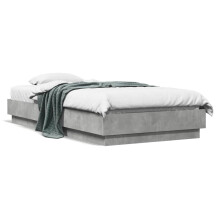 Berkfield Bed Frame without Mattress with LED Lights Concrete Grey 75x190 cm Small Single
