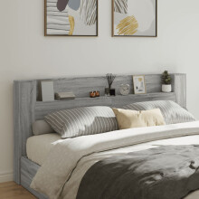 Berkfield Headboard Cabinet with LED Grey Sonoma 220x16.5x103.5 cm