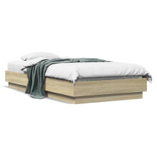Berkfield Bed Frame without Mattress with LED Lights Sonoma Oak 75x190 cm Small Single
