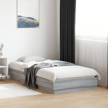 Berkfield Bed Frame without Mattress Grey Sonoma 75x190 cm Small Single Engineered Wood