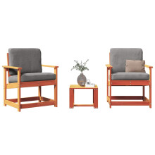 Berkfield 3 Piece Garden Lounge Set Wax Brown Solid Wood Pine