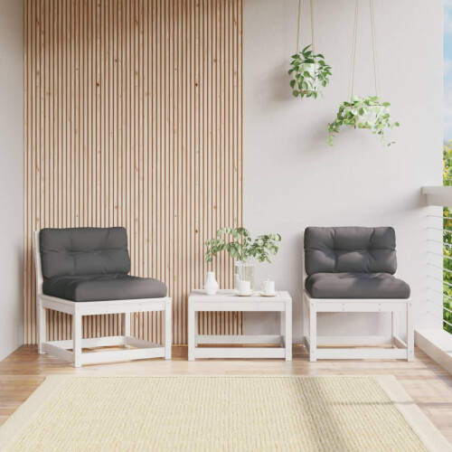 Berkfield Garden Sofas with Cushions 2pcs White Solid Wood Pine