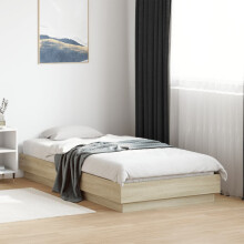 Berkfield Bed Frame without Mattress Sonoma Oak 75x190 cm Small Single Engineered Wood