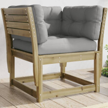 Berkfield Garden Sofa Armrest with Cushions Impregnated Wood Pine