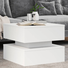 Berkfield Coffee Table with LED Lights White 50x50x40 cm