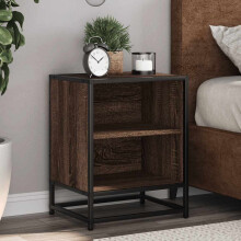 Berkfield Bedside Cabinet Brown Oak 40x31x50 cm Engineered Wood and Metal