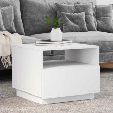 Berkfield Coffee Table with LED Lights White 50x49x40 cm