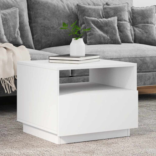 Berkfield Coffee Table with LED Lights White 50x49x40 cm