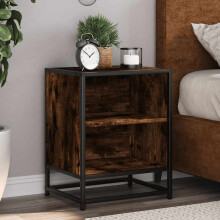 Berkfield Bedside Cabinet Smoked Oak 40x31x50 cm Engineered Wood and Metal