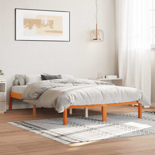 Berkfield Bed Frame without Mattress Wax Brown 140x200 cm Solid Wood Pine