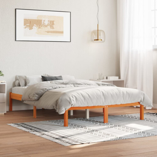 Berkfield Bed Frame without Mattress Wax Brown 135x190 cm Double Solid Wood Pine