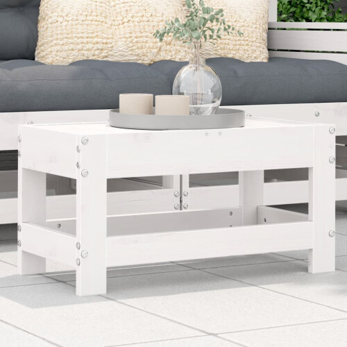Berkfield Garden Footstool White 62x30x32 cm Solid Wood Pine