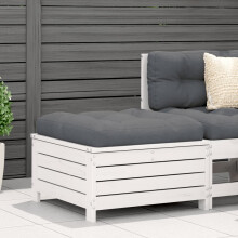 Berkfield Garden Footstool with Cushion White Solid Wood Pine