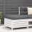 Berkfield Garden Footstool with Cushion White Solid Wood Pine 1