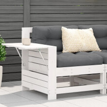 Berkfield Garden Armrest Sofa with Cushion White Solid Wood Pine