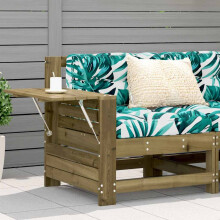 Berkfield Garden Armrest Sofa with Cushion Impregnated Wood Pine