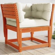 Berkfield Garden Sofa Armrest with Cushions Wax Brown Solid Wood Pine