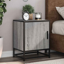 Berkfield Bedside Cabinet Grey Sonoma 40x31x50 cm Engineered Wood and Metal