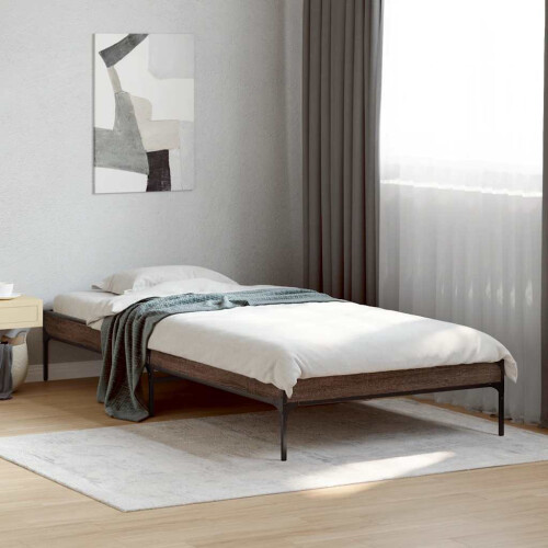Berkfield Bed Frame without Mattress Brown Oak 75x190 cm Small Single