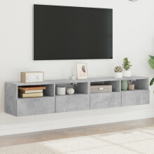 Berkfield TV Wall Cabinets 2 pcs Concrete Grey 80x30x30 cm Engineered Wood