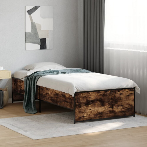 Berkfield Bed Frame without Mattress Smoked Oak 90x190 cm Single
