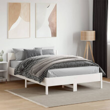 Berkfield Bed Frame without Mattress White 140x190 cm Solid Wood Pine