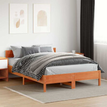 Berkfield Bed Frame without Mattress Wax Brown 140x200 cm Solid Wood Pine