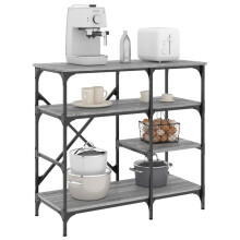 Berkfield Baker's Rack Grey Sonoma 90x40x84 cm Engineered Wood and Metal
