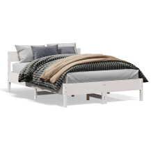 Berkfield Bed Frame without Mattress White 150x200 cm King Size Solid Wood Pine