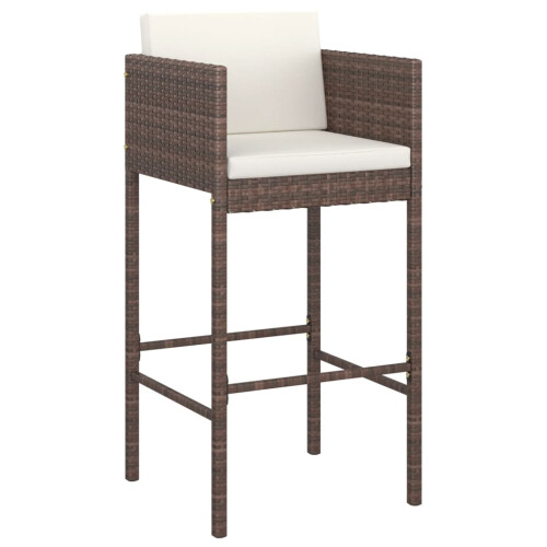 Berkfield Bar Stools 4 pcs with Cushions Brown Poly Rattan 2