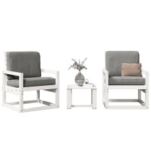 Berkfield 3 Piece Garden Lounge Set White Solid Wood Pine