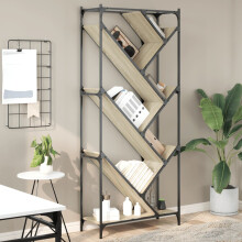 Berkfield Bookcase Sonoma Oak 79x30x180 cm Engineered Wood and Metal