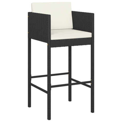 Berkfield Bar Stools 4 pcs with Cushions Black Poly Rattan 2